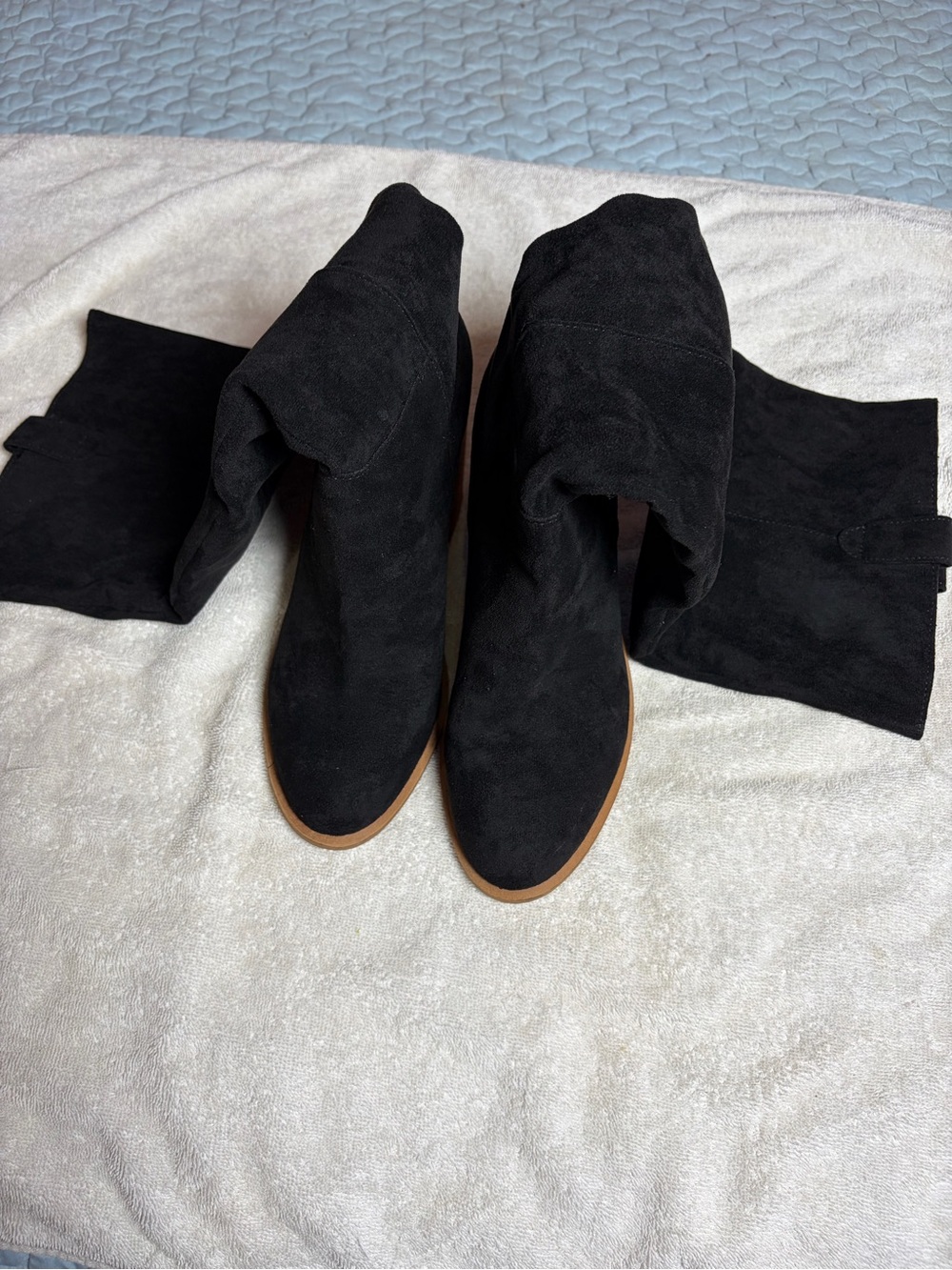 Black Suede Women's Fold-Over Boot